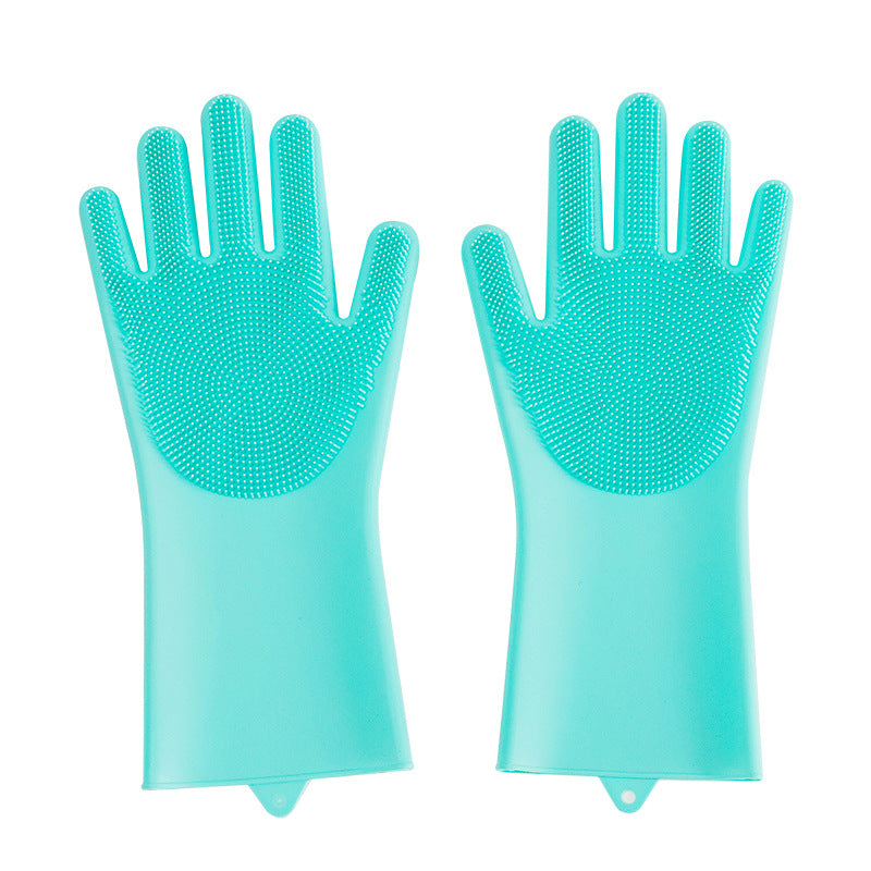 Using grooming glove on a dog