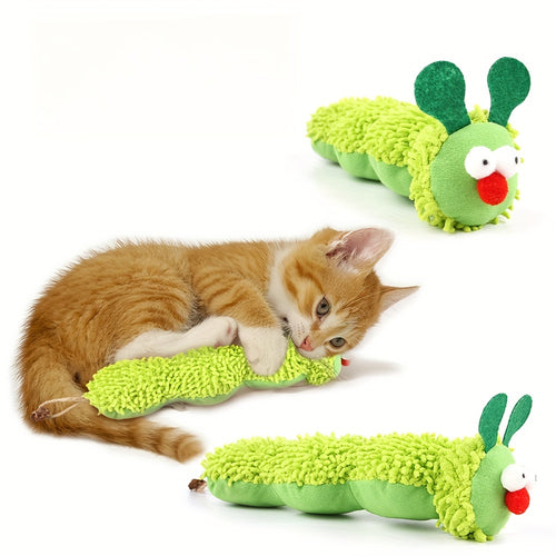 Plush cat kicker toy with catnip and silvervine, about 9 inches long
