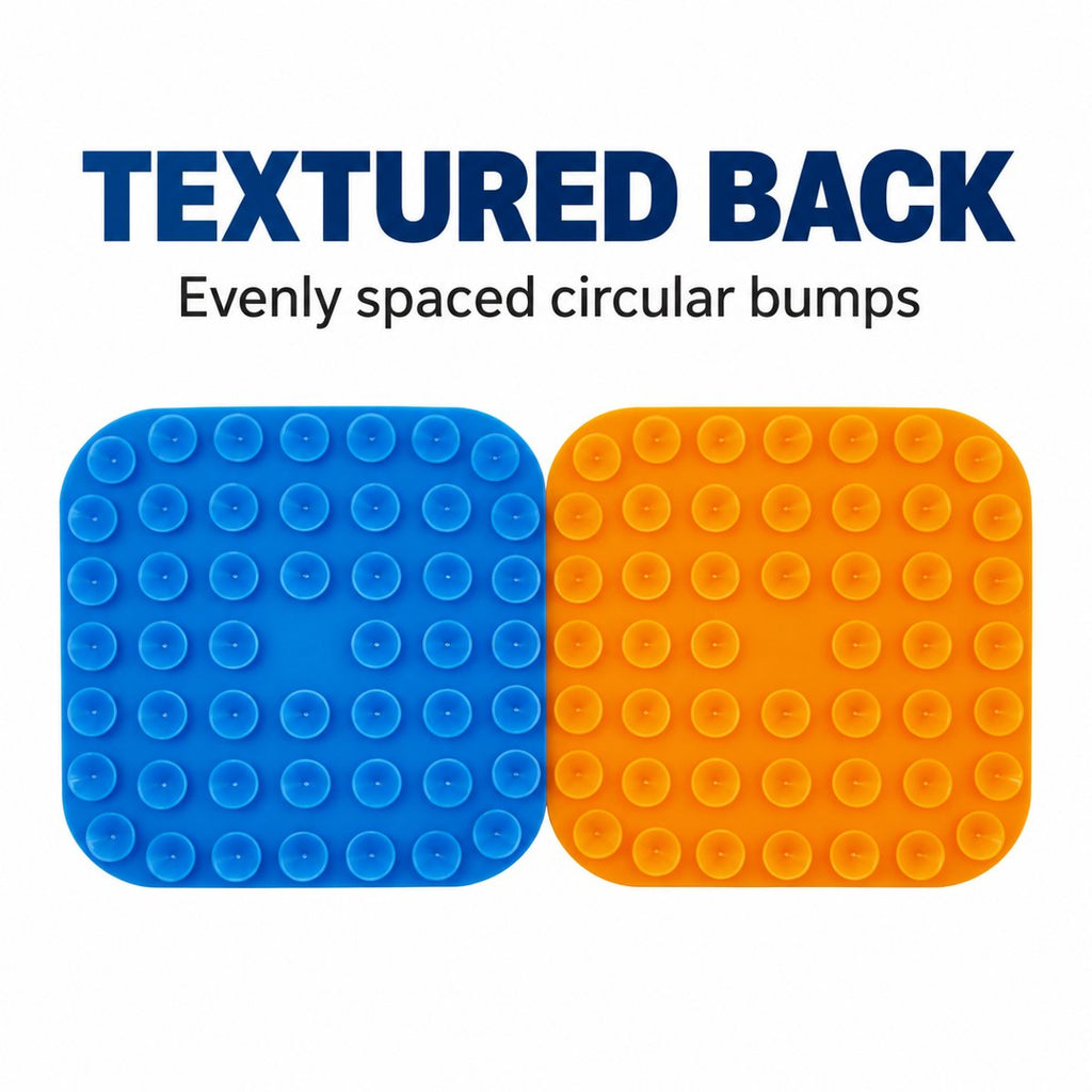 Back of the lick mat with circular bumps