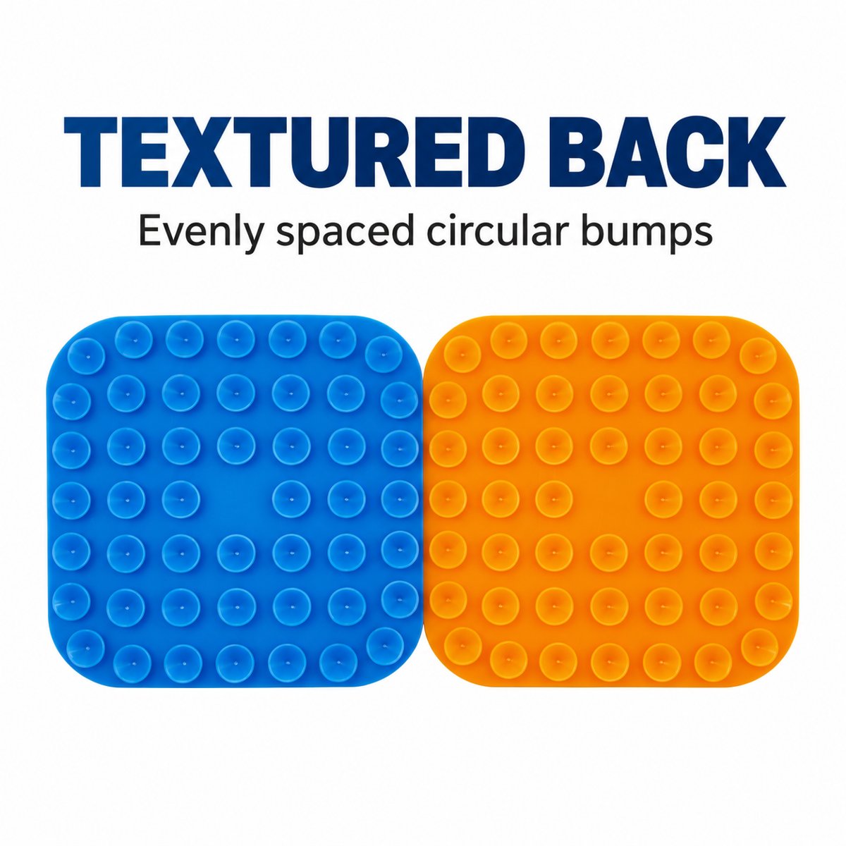 Back of the lick mat with circular bumps