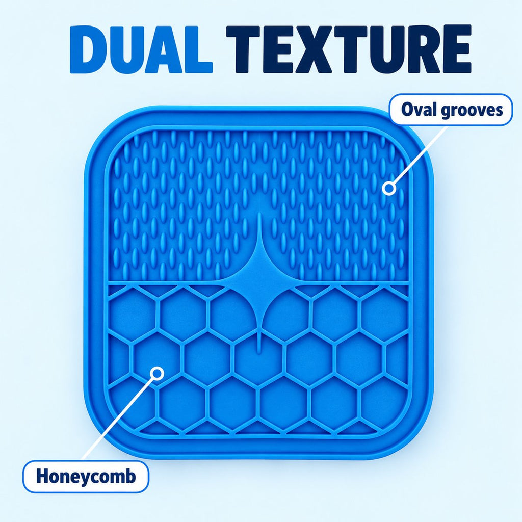 Dual-texture lick mat in lick mat and slow feeder set