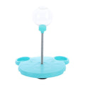 Blue tumbler treat ball cat feeder with spring and clear treat ball